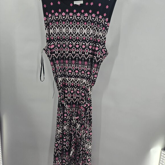 Charter Club Black Pink Geometric Midi Dress XXL - Picture 2 of 11